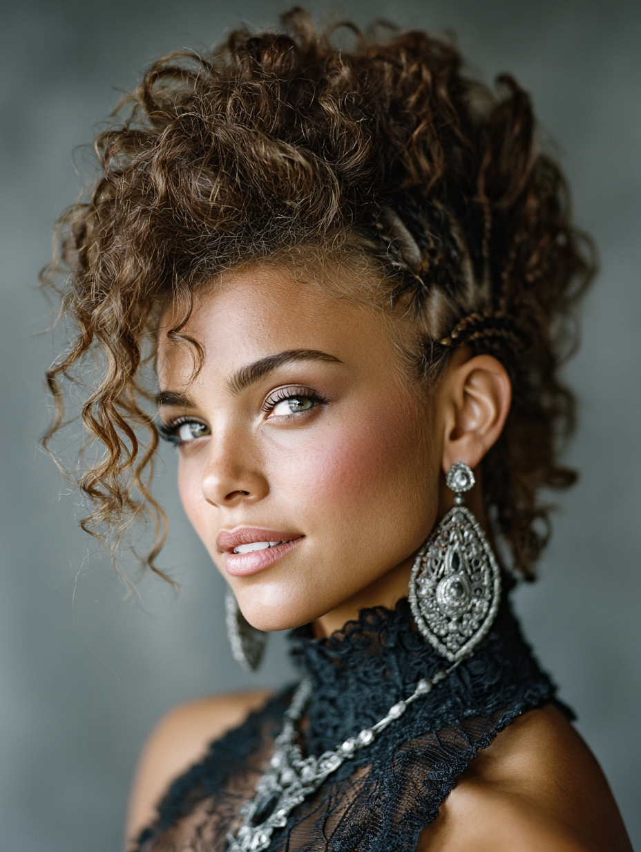 Curly Prom Hairstyles: Braided Faux Hawk