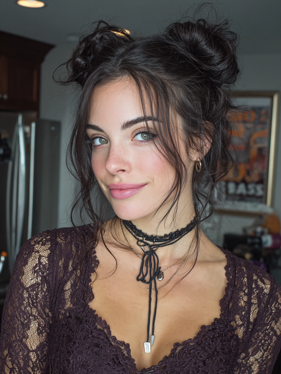 Hairstyle For Prom: Half-Up Space Buns