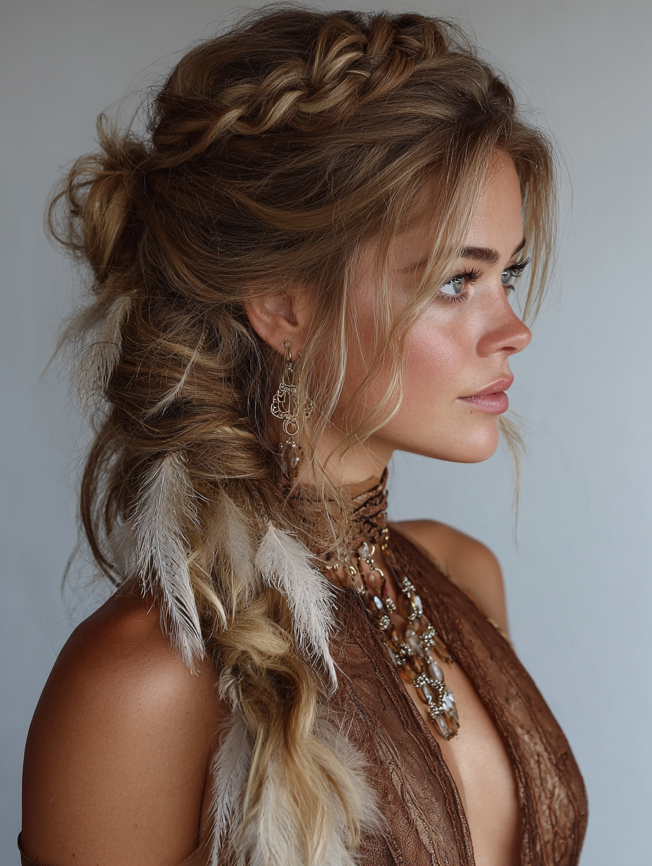 Prom Hair: Boho Feathers