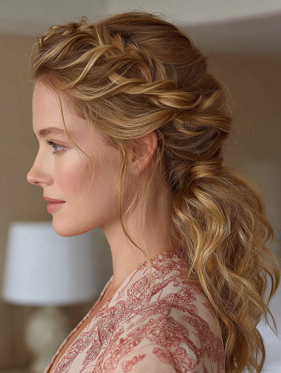Prom Hairstyles for Curly Hair: The Twisted Low Ponytail