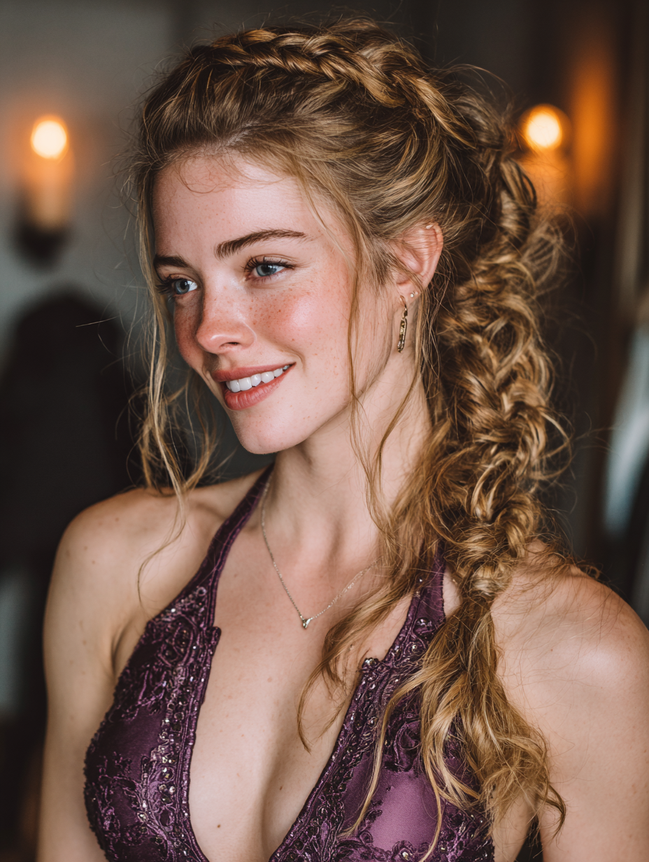The Twisted Crown Braid and Ponytail: the best prom hairstyles for curly hair