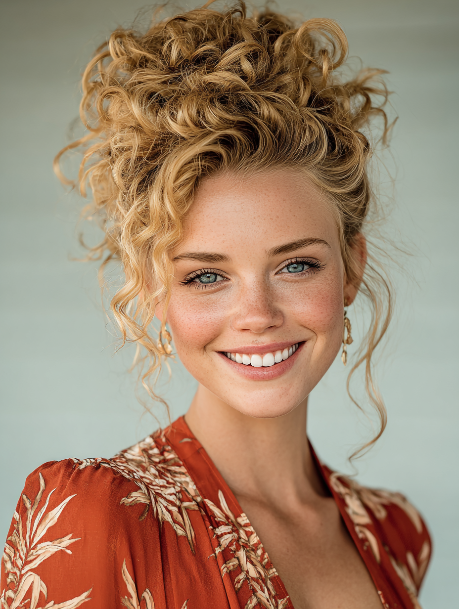 Prom Hairstyles for Curly Hair: Classic Pineapple Updo