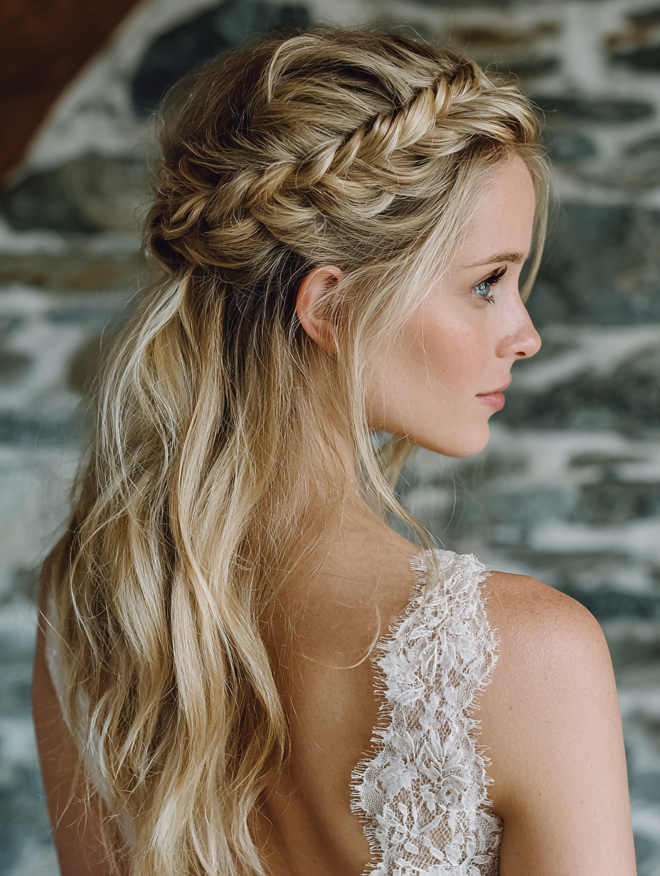 Prom Hairstyles Straight Hair: Half-Up with Braided Crown