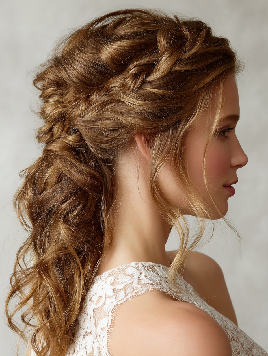 Prom Ponytail Hairstyles: Waterfall Braid Ponytail