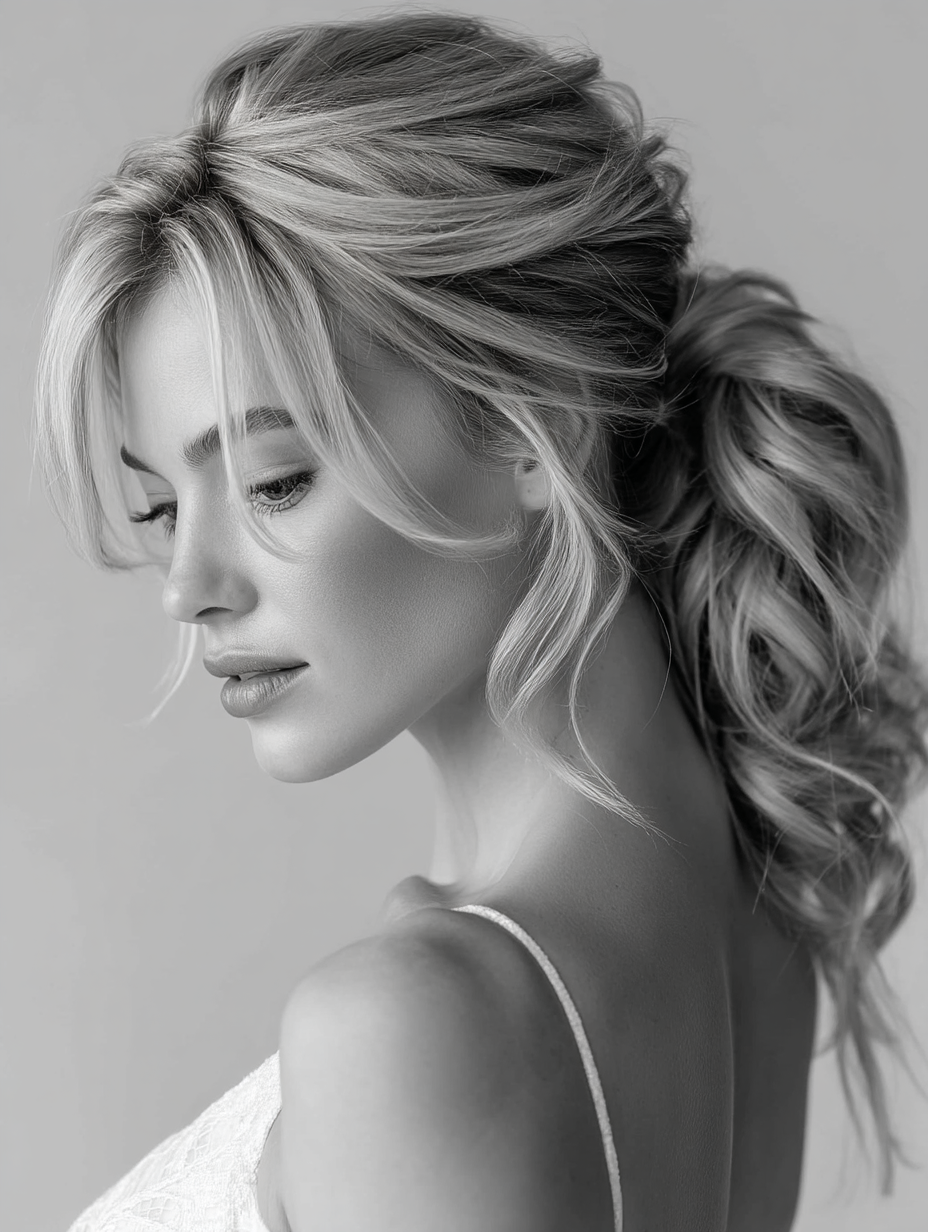 Prom Ponytail Hairstyles: Half-Up Half-Down Ponytail