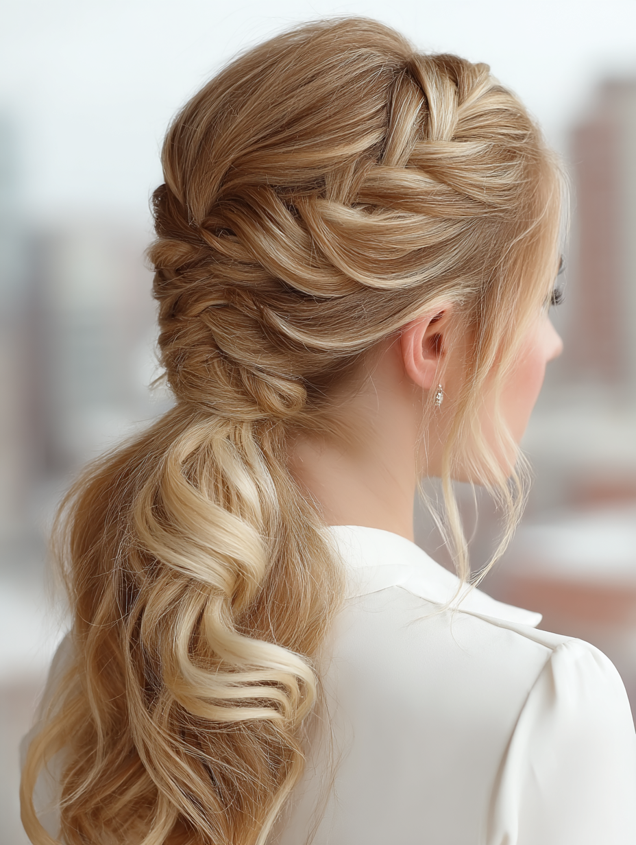 Prom Ponytail Hairstyles: Half-Up French Braid Ponytail