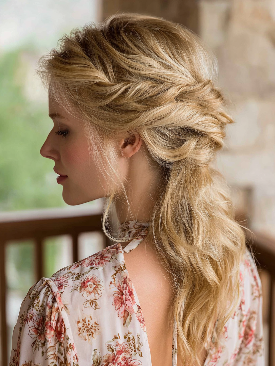 Summer Hairstyles For Long Hair: Twisted Half-Updo