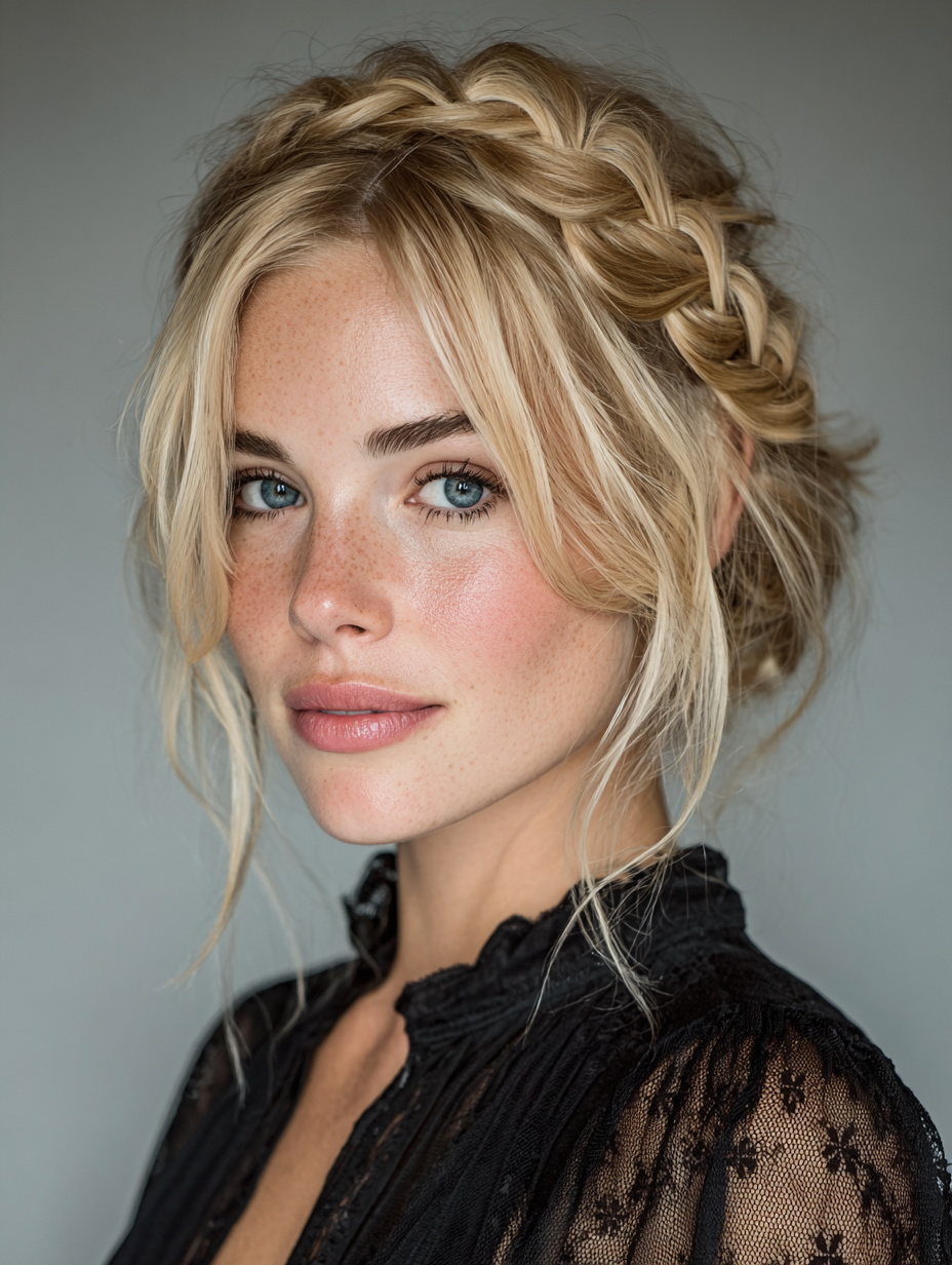 Summer Hairstyles For Medium Hair: Milkmaid Braids