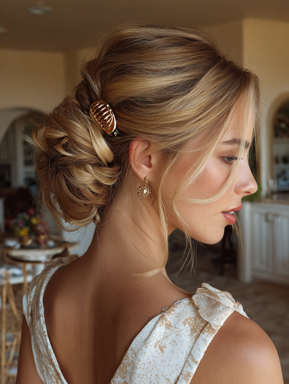 Summer Hairstyles For Medium Hair: Claw Clip Updo