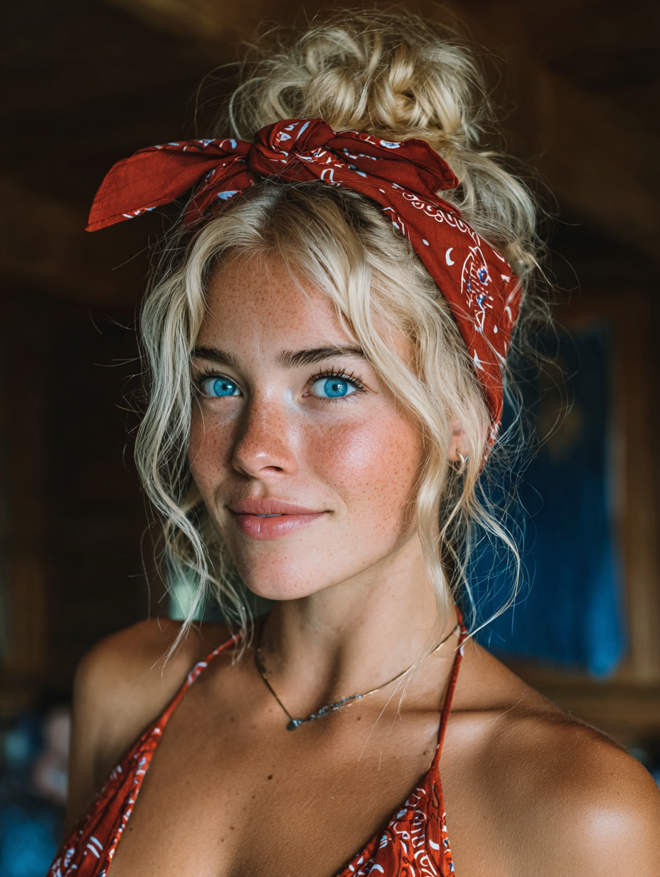 Summer Hairstyles For Medium Hair: Bandana Bun