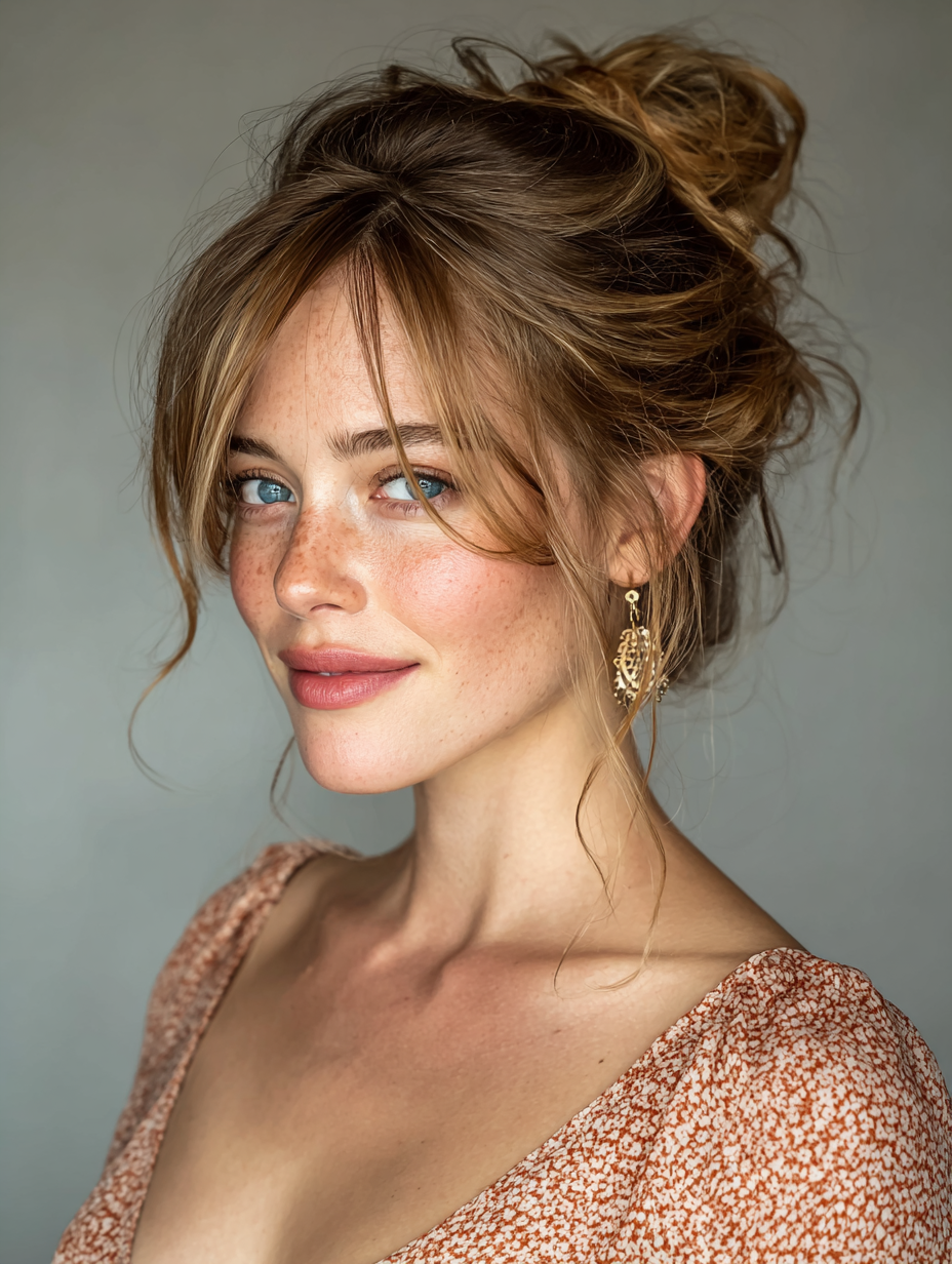 Summer Hairstyles For Medium Hair: Messy Bun