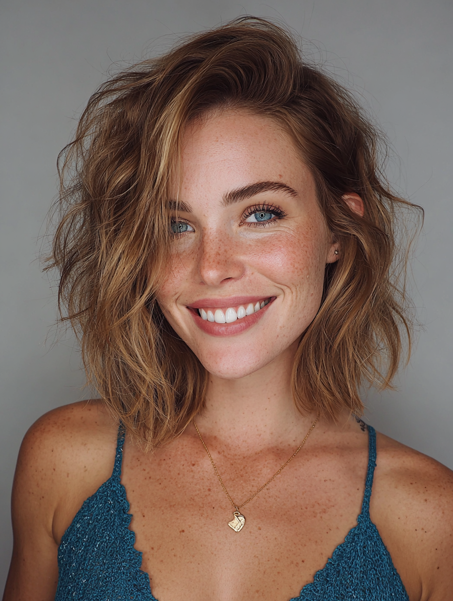 Summer Hairstyles For Medium Hair: Textured Lob with Deep Side Part