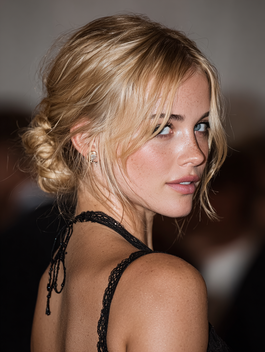 Summer Hairstyles For Medium Hair: Low Bun with Face-Framing Pieces